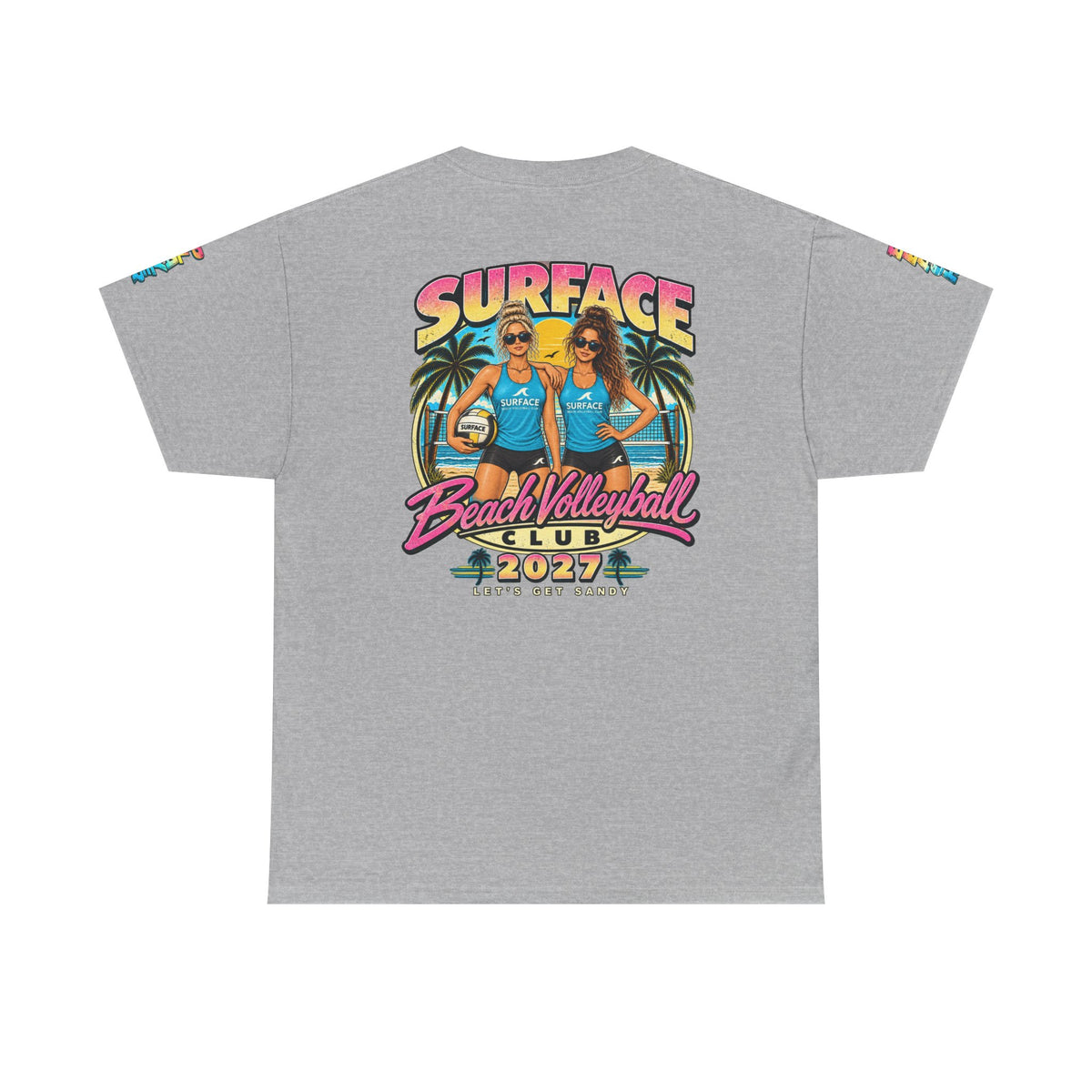 Beach Volleyball Tee — "Surface Beach Volleyball Club 2027" Retro Sunset Shirt