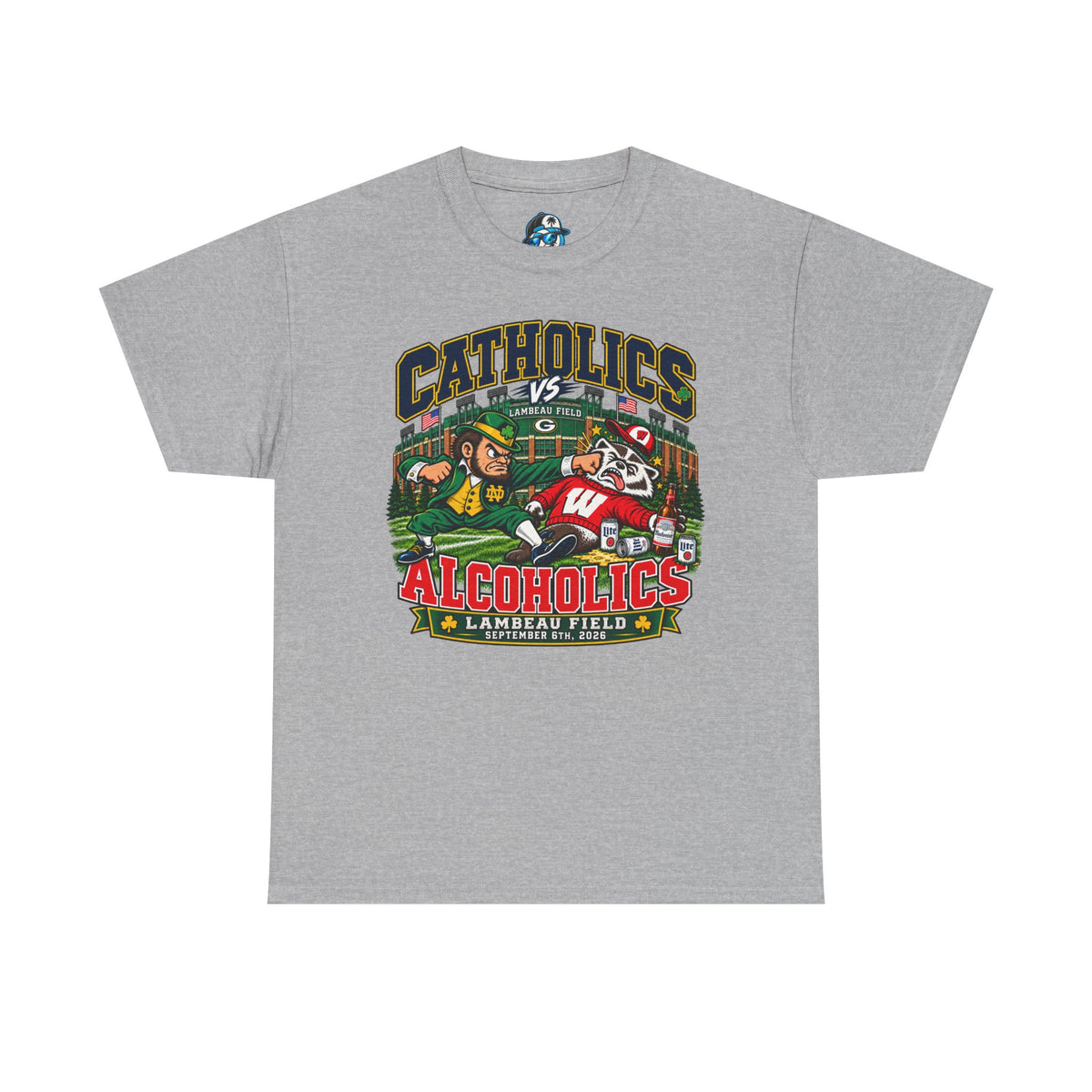Catholics vs Alcoholics Football T-Shirt – Lambeau Field Tailgate Tee