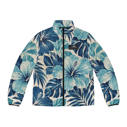 Tropical Hibiscus Floral Puffer Jacket