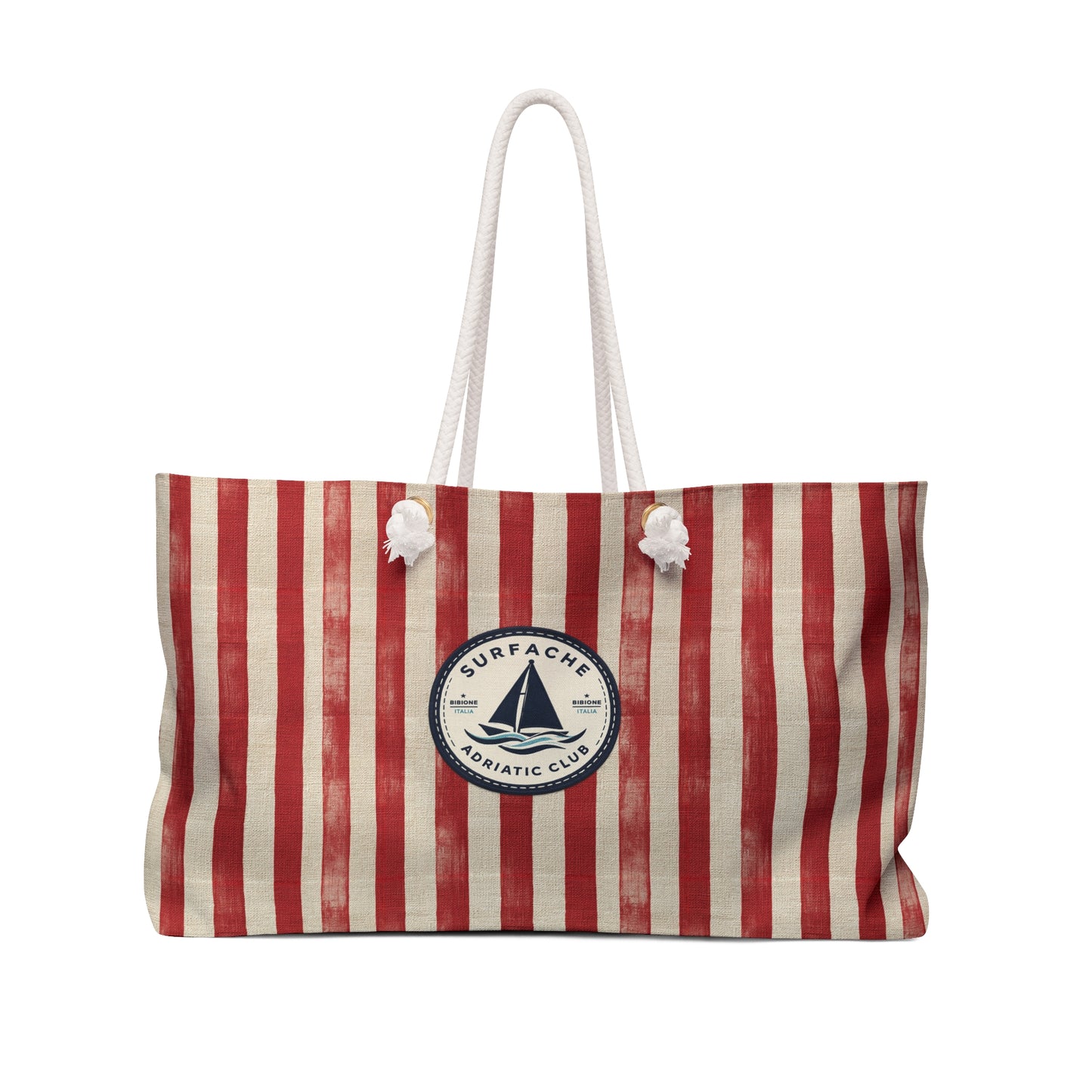 Surfache Adriatic Club Striped Beach Weekender Bag — Surf & Sail Logo Tote