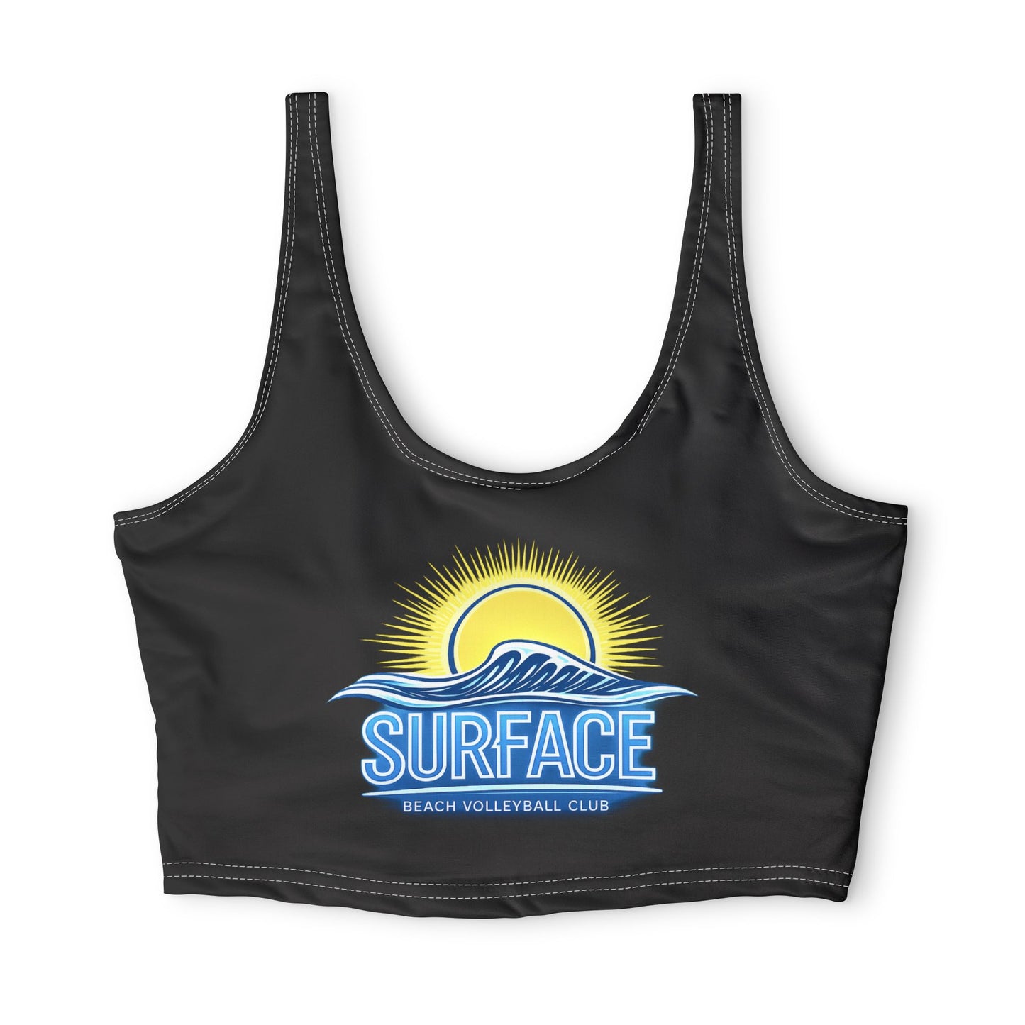 Surface Beach Volleyball Club Sports Bra — Sunset Wave Athletic Crop Top