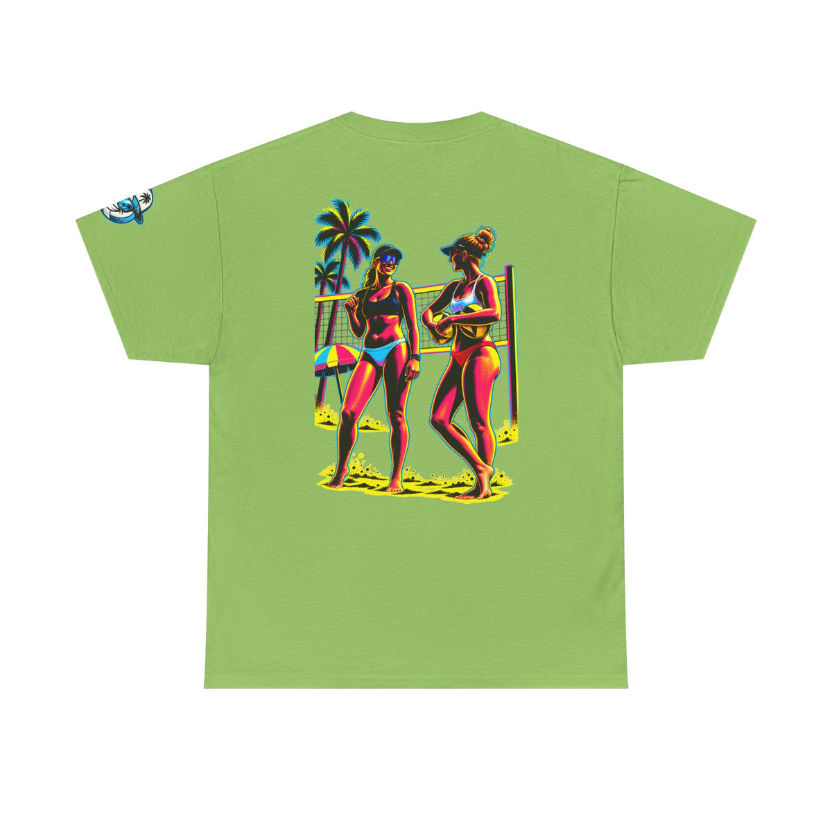 Beach Volleyball T‑Shirt – "Surface Beach Volleyball Club" Retro Sunset Graphic