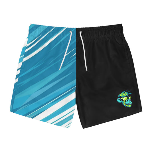 Men's Colorblock Surf Swim Trunks with Neon Skull Logo