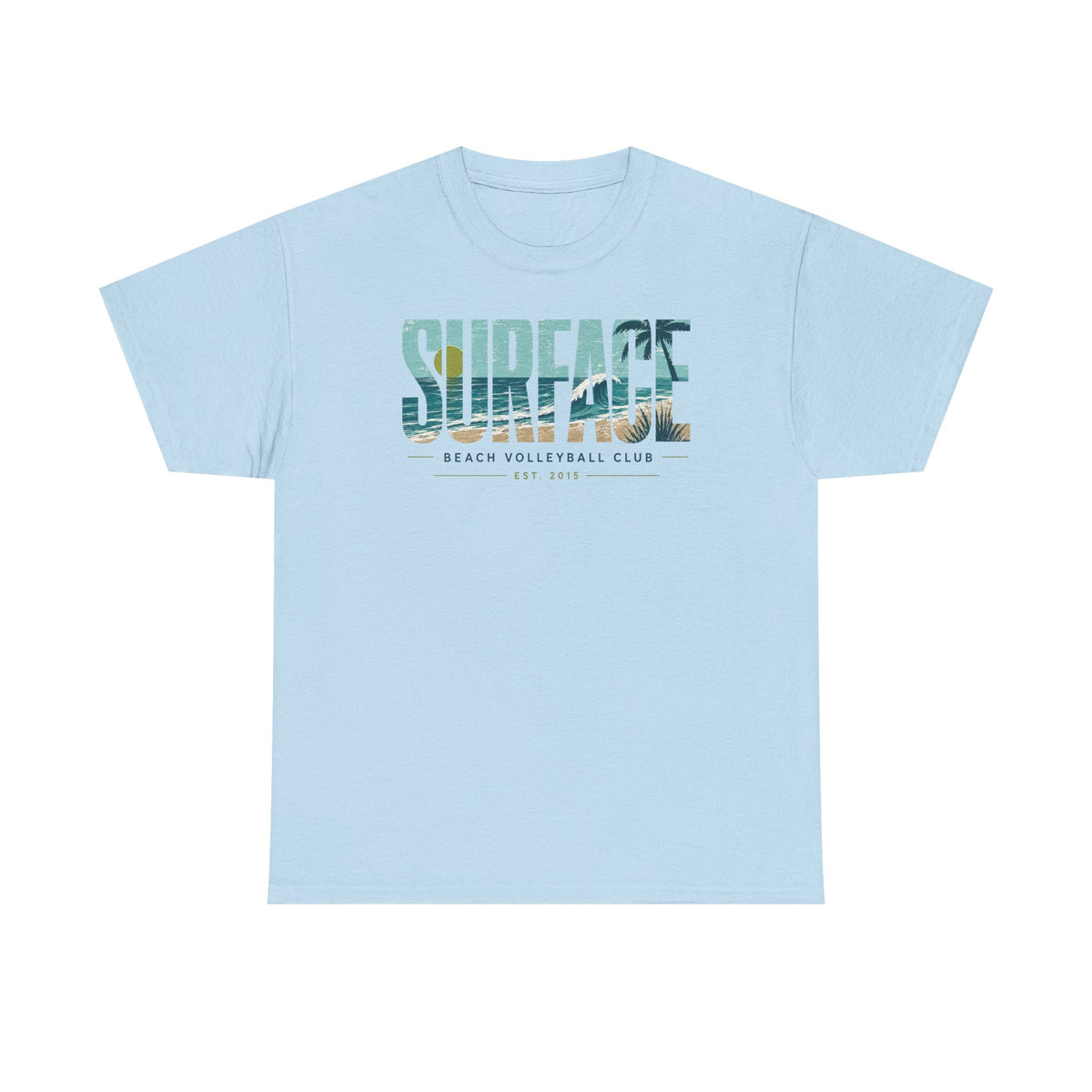 Surface Beach Volleyball Club Graphic Tee — Surf Photo Typography T‑Shirt