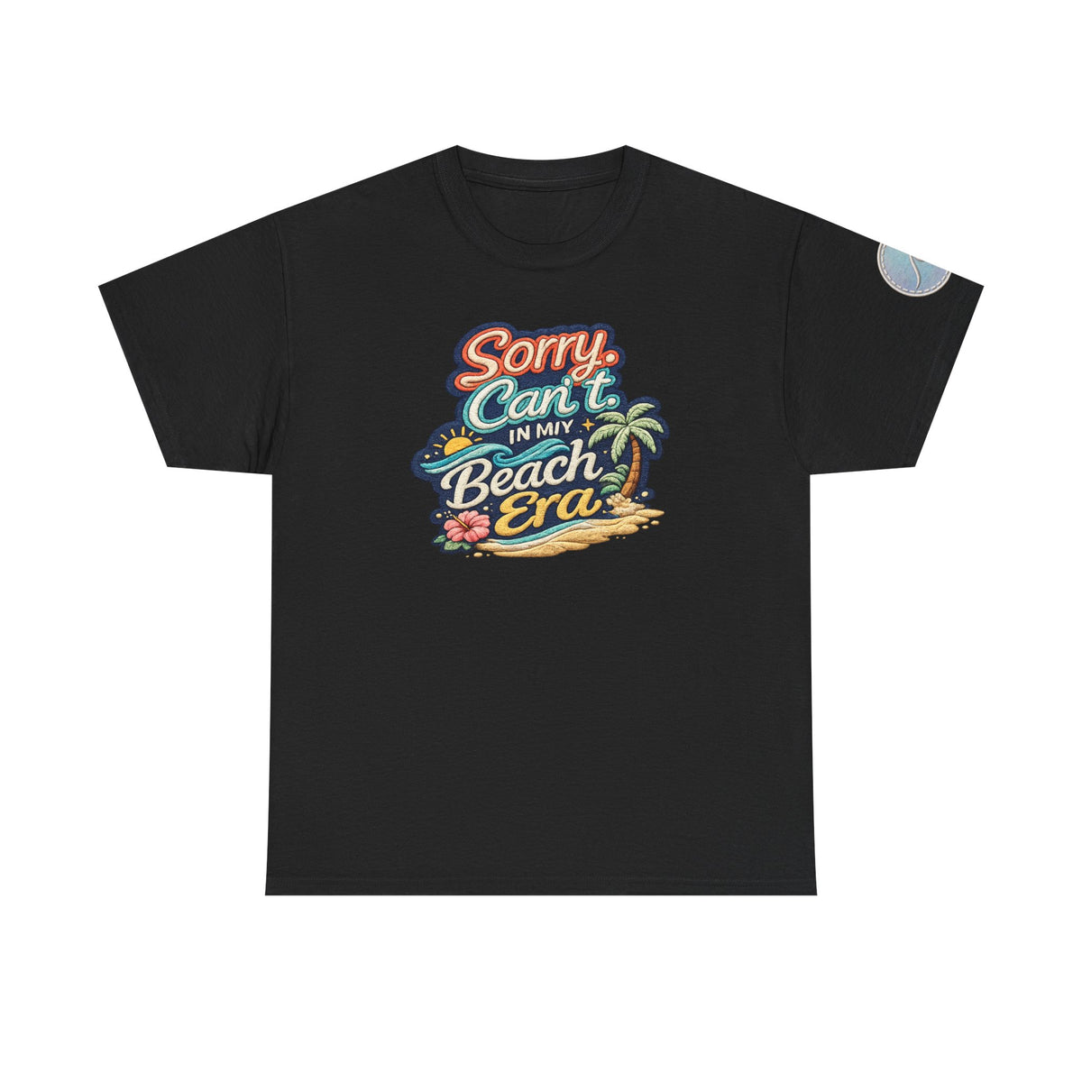 Sorry Can't, In My Beach Era — Retro Tropical Palm Beach Vacation T‑Shirt