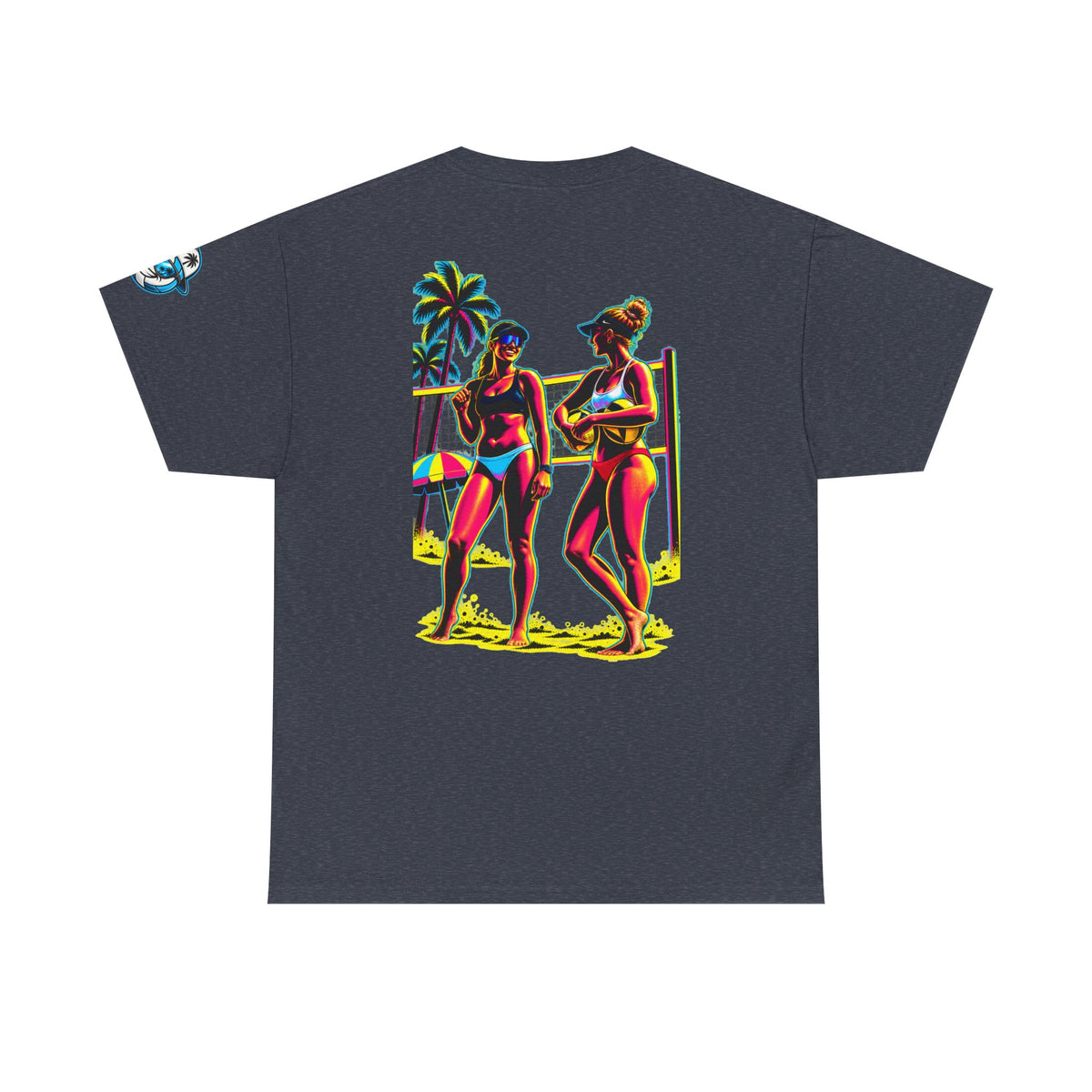 Beach Volleyball T‑Shirt – "Surface Beach Volleyball Club" Retro Sunset Graphic