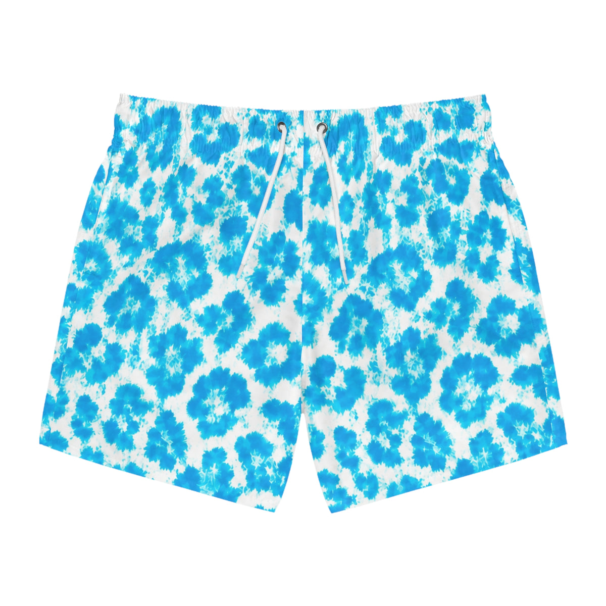 Blue Tie-Dye Swim Trunks — Tropical Beach Swim Shorts