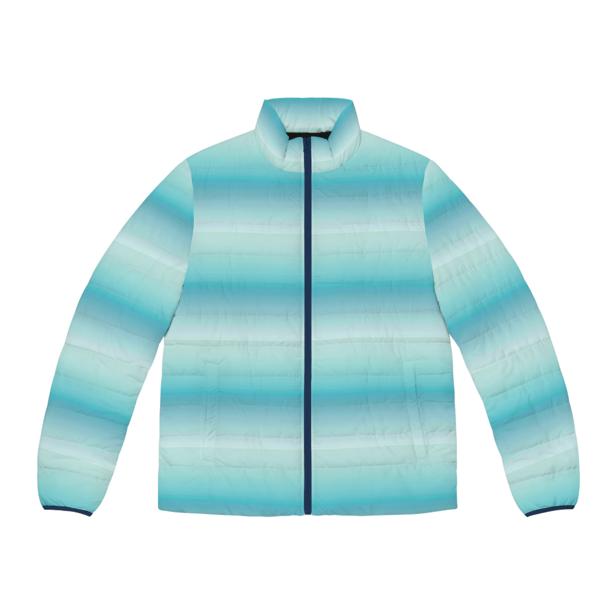 Aqua Ombre Puffer Jacket — Men's Lightweight Gradient Winter Coat