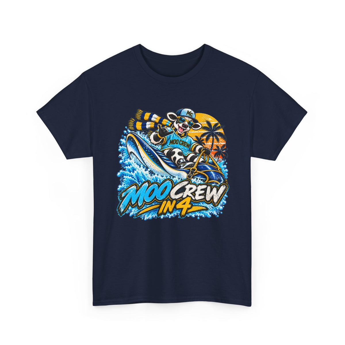 Moo Crew In 4 Ray Surfing Sunset Retro WI Teams Graphic Tee