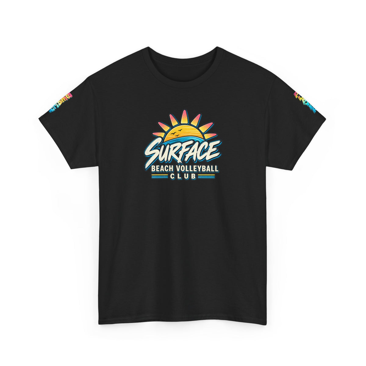 Beach Volleyball Tee — "Surface Beach Volleyball Club 2027" Retro Sunset Shirt