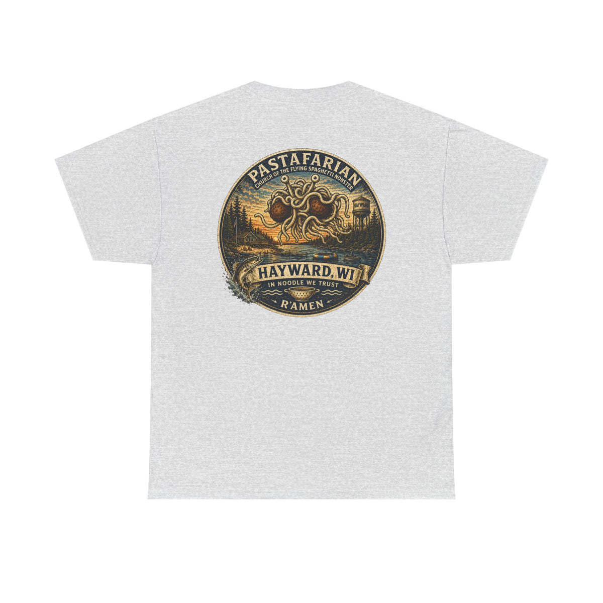 Whiplash Pastafarian T-Shirt — Vintage Hayward, WI Ramen Graphic Tee