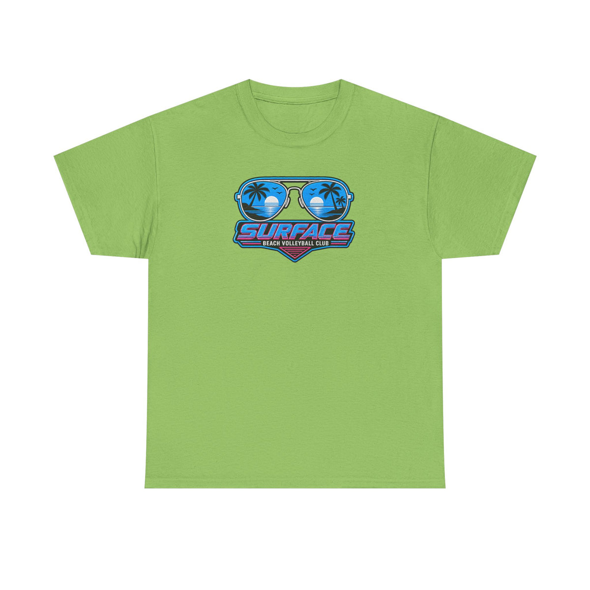 Surface Sunglasses Tee — Retro Beach Palm Trees Surf Vibes T‑Shirt