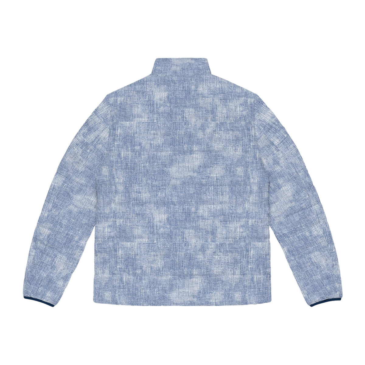 Light Blue Textured Puffer Jacket — Men's Casual Quilted Coat
