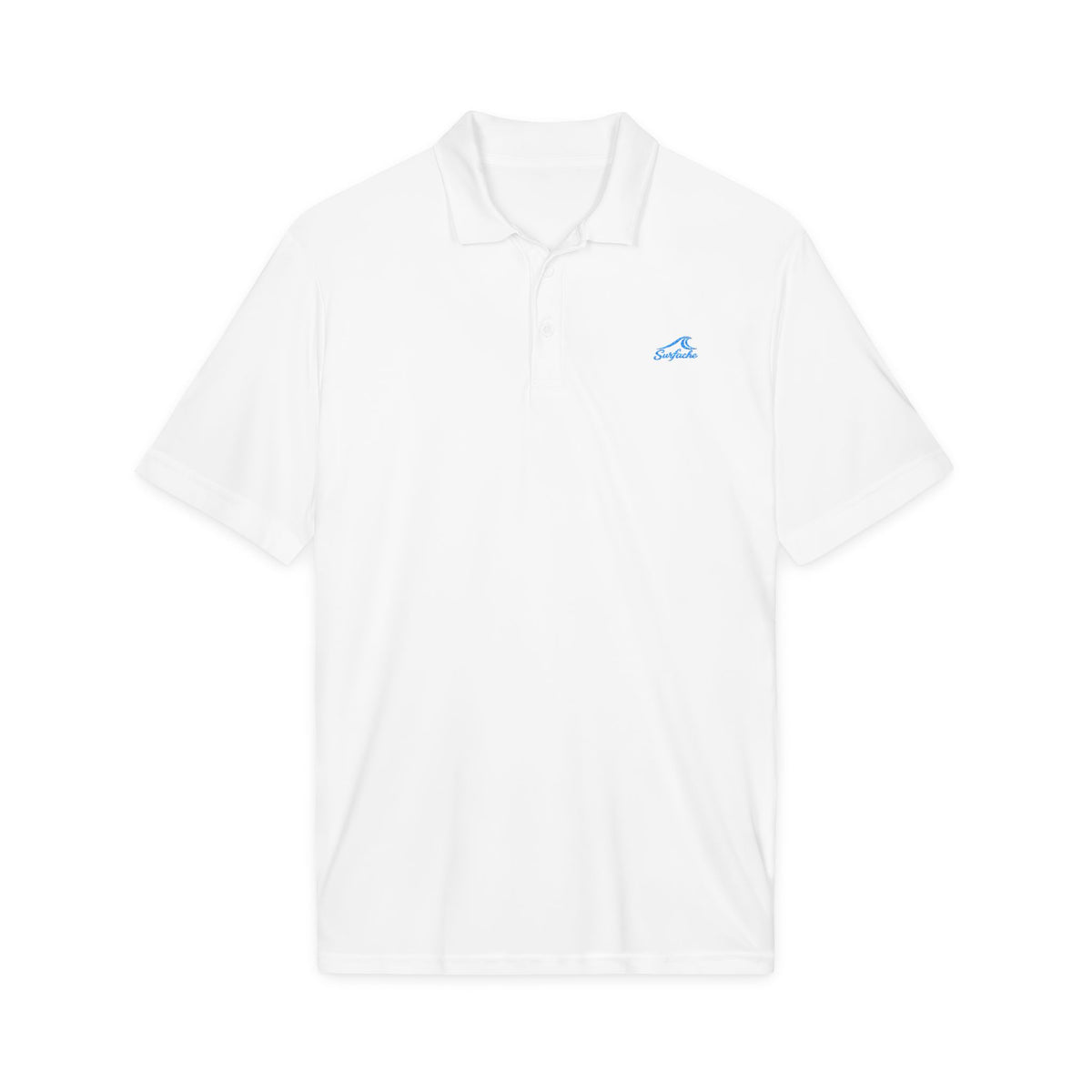 Surfache Men's Performance Polo with Blue Wave Logo — Sporty Golf Shirt