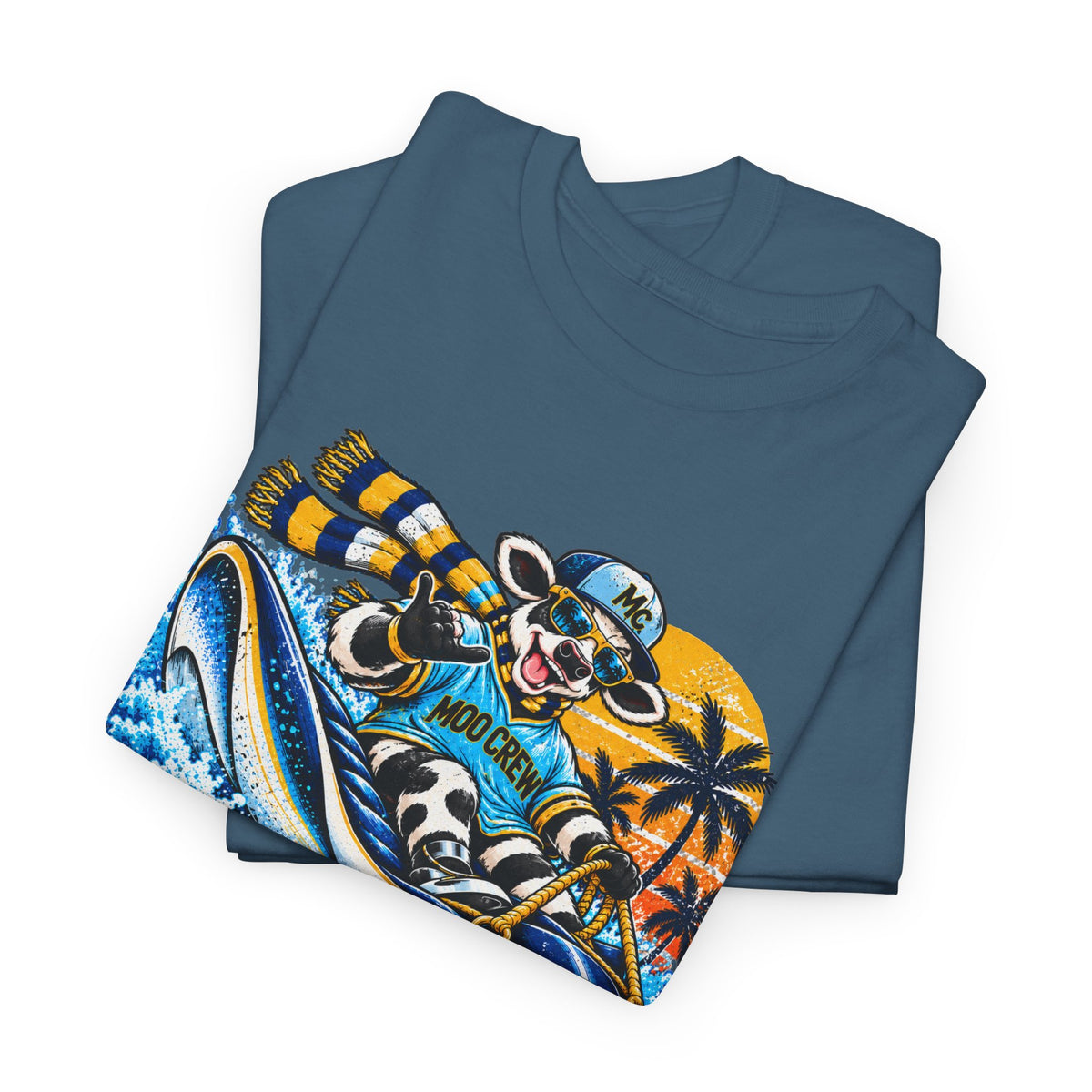 Moo Crew In 4 Ray Surfing Sunset Retro WI Teams Graphic Tee