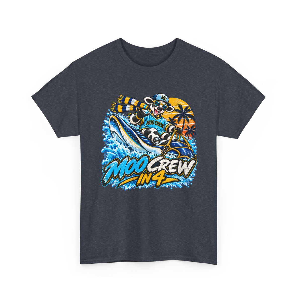 Moo Crew In 4 Ray Surfing Sunset Retro WI Teams Graphic Tee