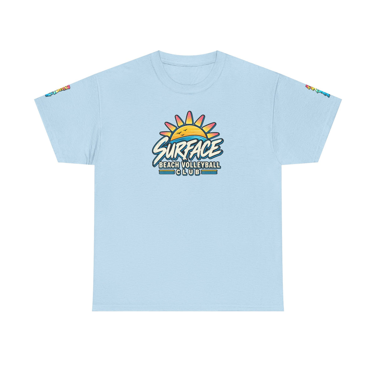 Beach Volleyball Tee — "Surface Beach Volleyball Club 2027" Retro Sunset Shirt