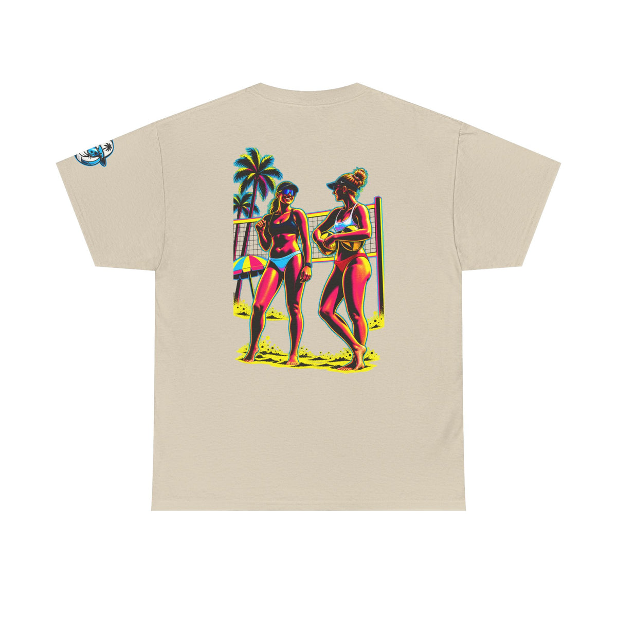Beach Volleyball T‑Shirt – "Surface Beach Volleyball Club" Retro Sunset Graphic