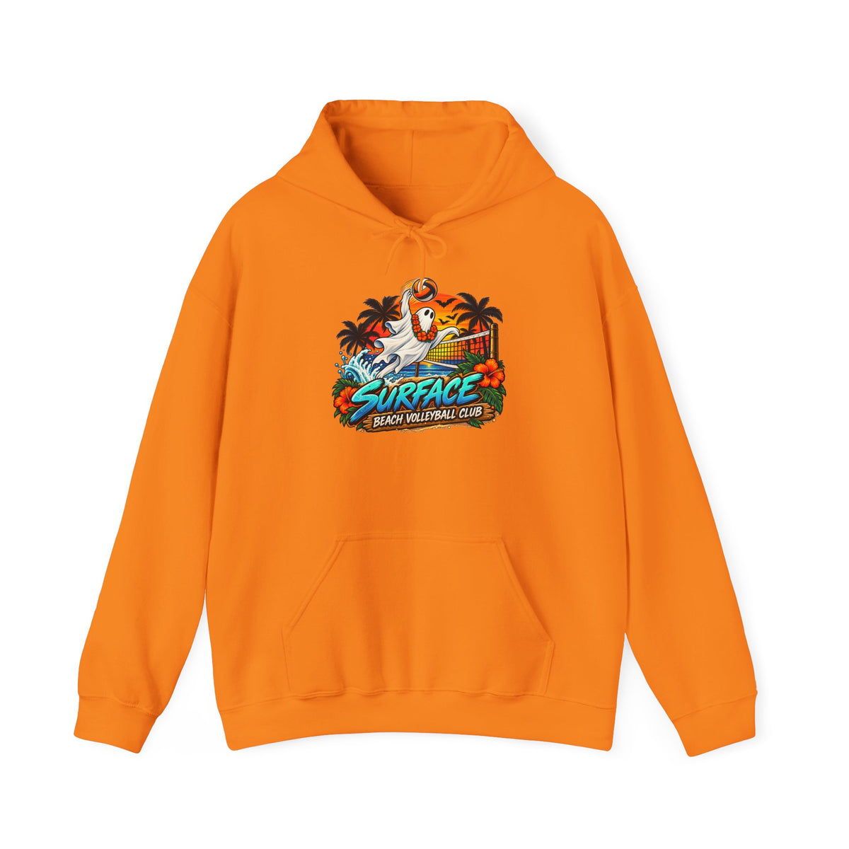 Surface Beach Volleyball Club Halloween Hoodie — Retro Tropical Surfing Graphic