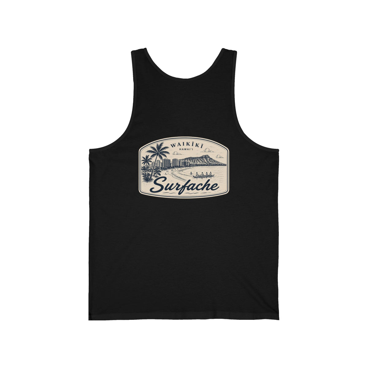 Surfside Beach Tank Top — Blue Palm & Wave Logo 'Surface' Athletic Tank