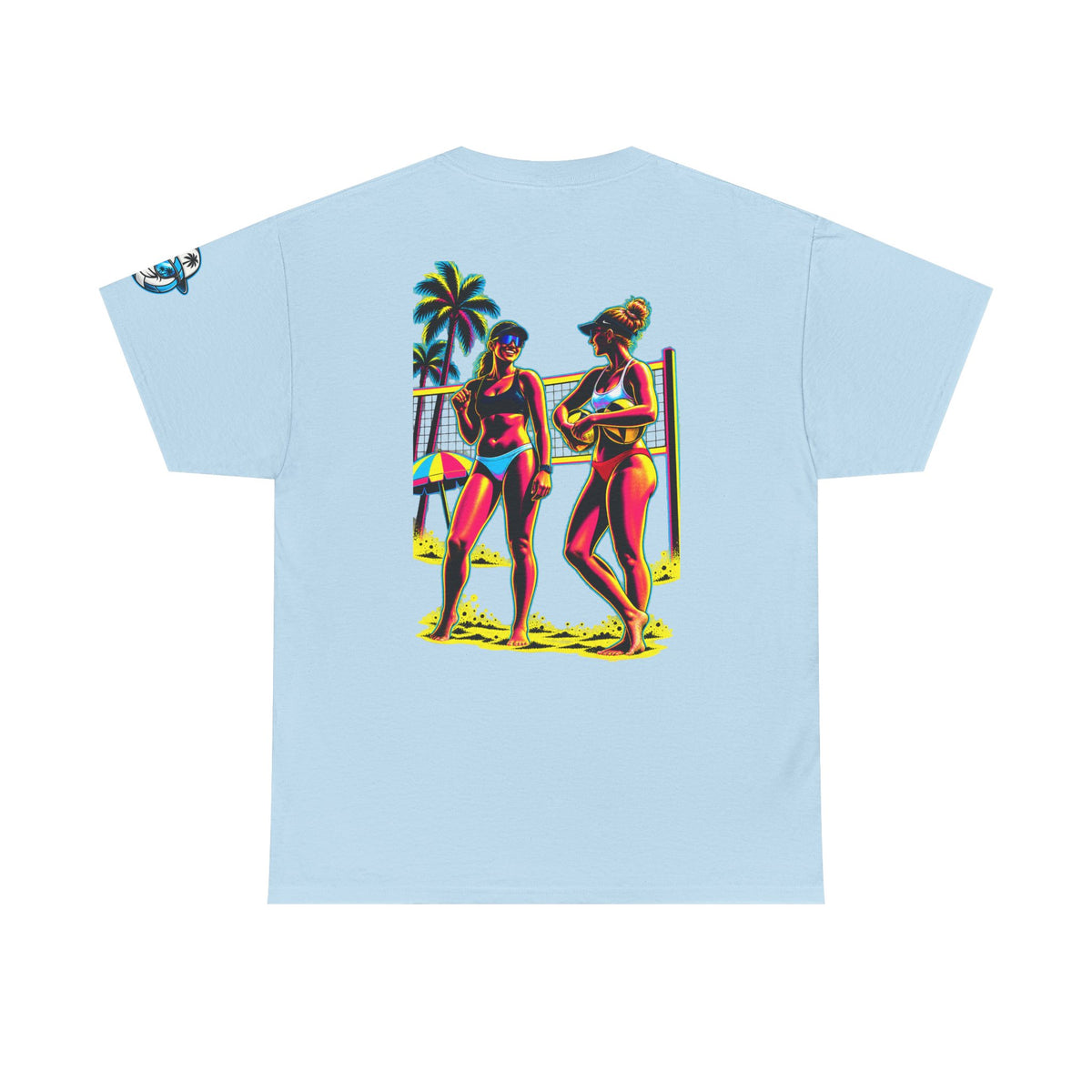Beach Volleyball T‑Shirt – "Surface Beach Volleyball Club" Retro Sunset Graphic