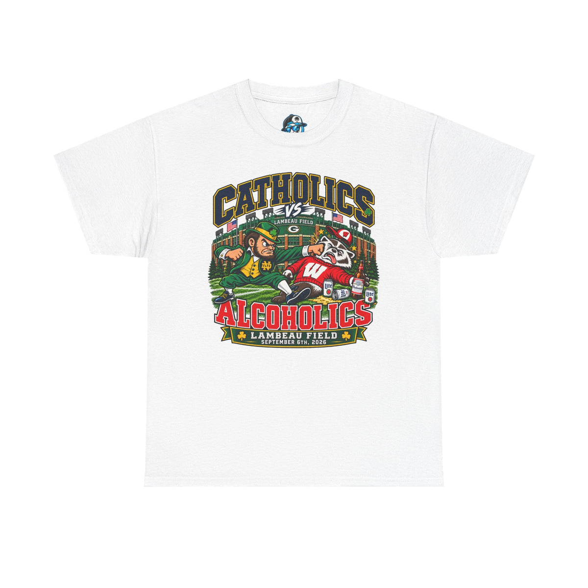 Catholics vs Alcoholics Football T-Shirt – Lambeau Field Tailgate Tee