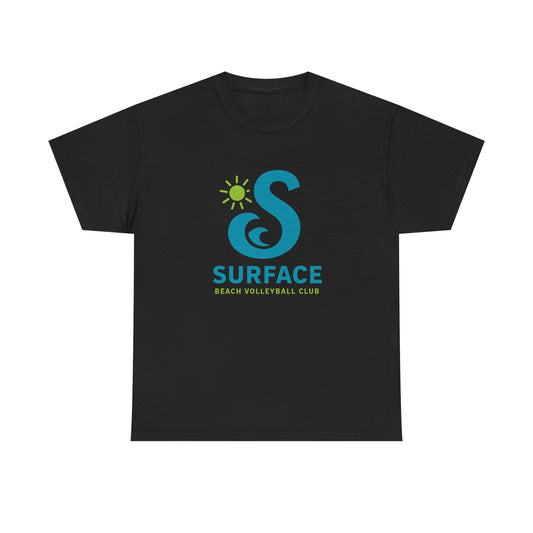 Wave Logo Surface Beach Volleyball Club Unisex Heavy Cotton Tee