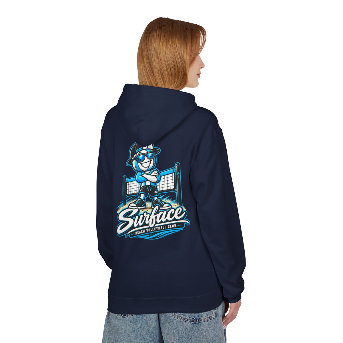 Surfface Beach Volleyball Hoodie — Retro Mascot Logo Pullover