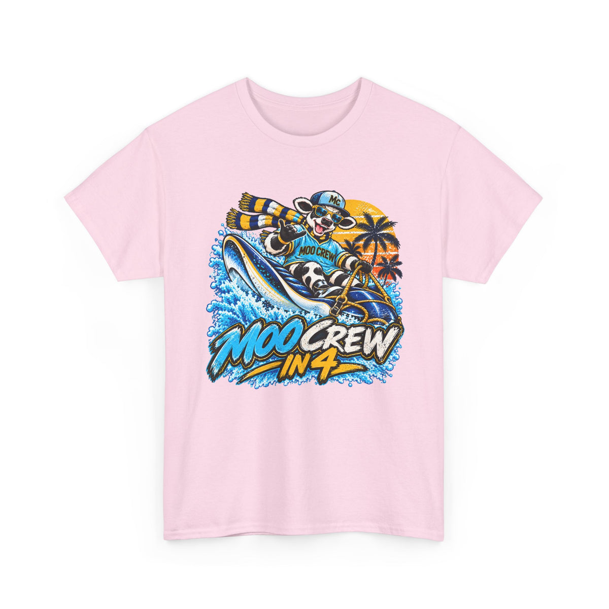 Moo Crew In 4 Ray Surfing Sunset Retro WI Teams Graphic Tee