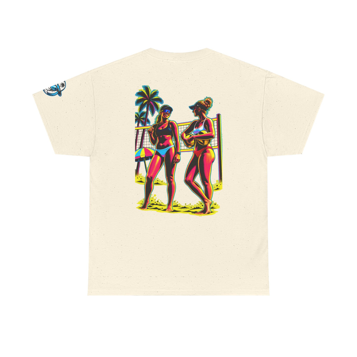 Beach Volleyball T‑Shirt – "Surface Beach Volleyball Club" Retro Sunset Graphic