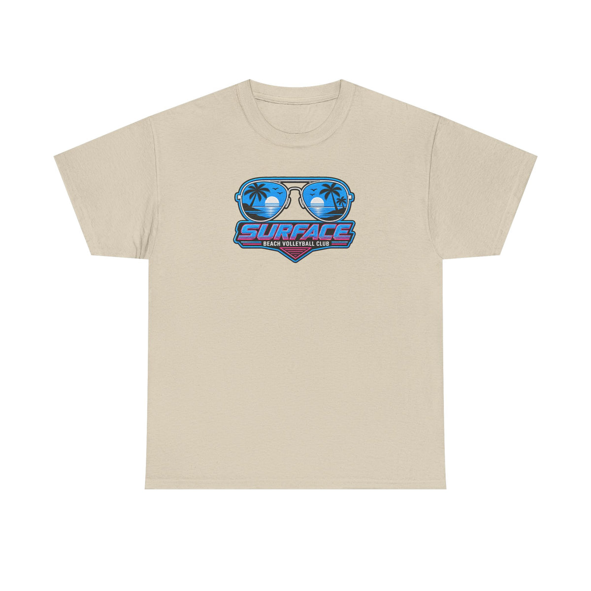 Surface Sunglasses Tee — Retro Beach Palm Trees Surf Vibes T‑Shirt
