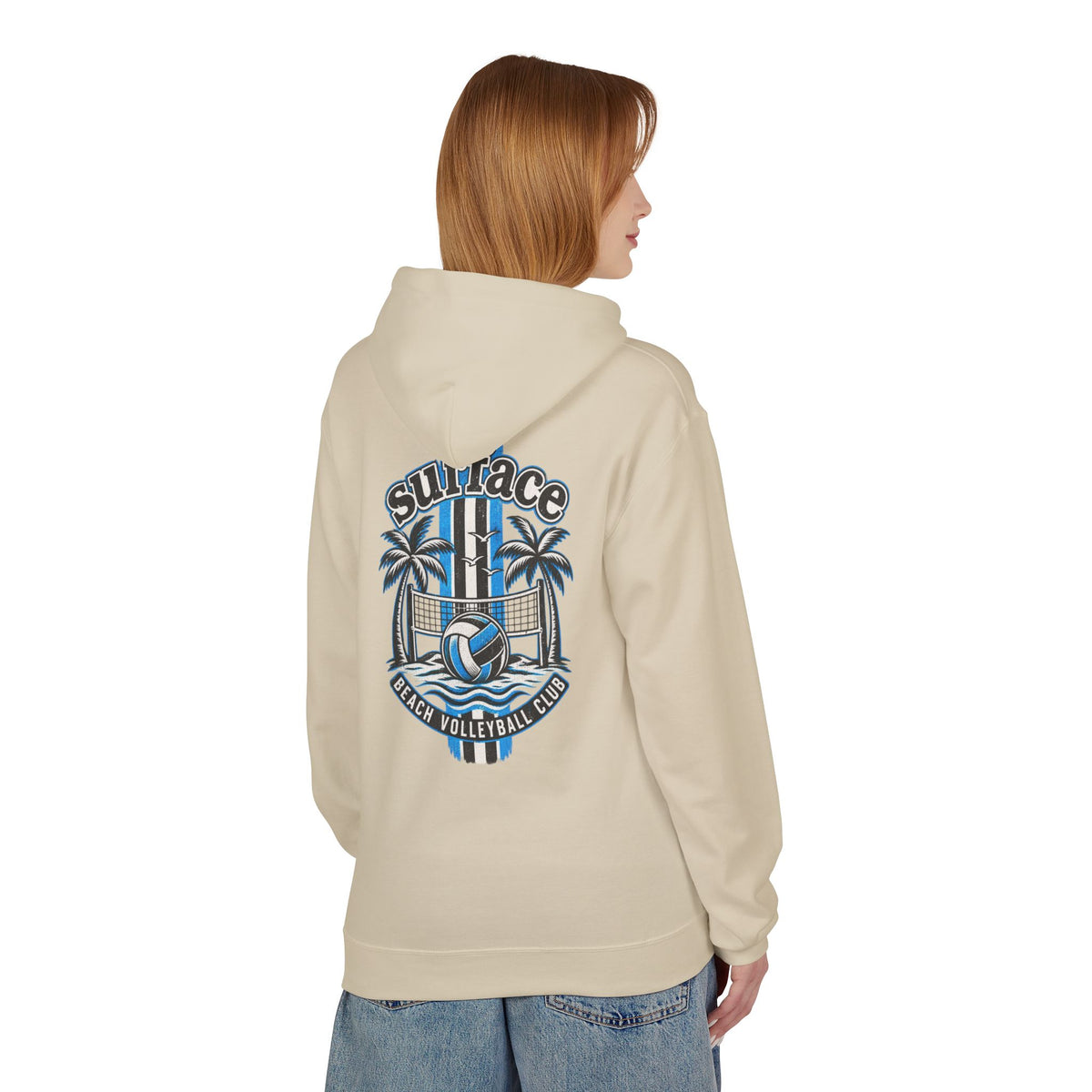 Surface Beach Volleyball Hoodie — Retro Palm Beach Volleyball Club Design