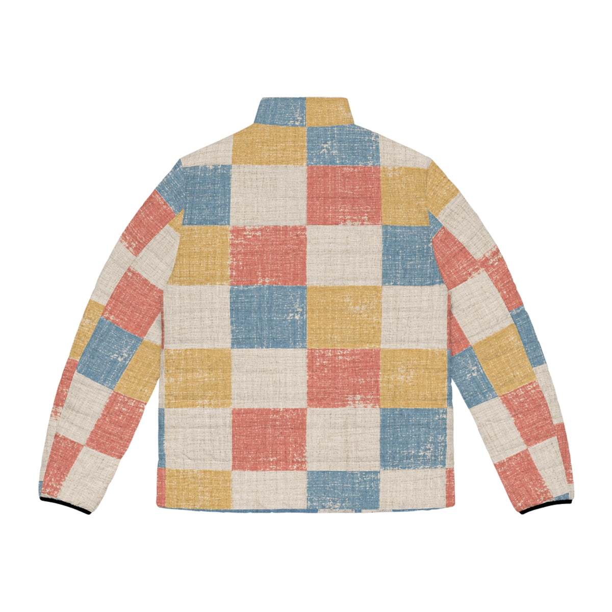 Beach Club Collective Cabana Patchwork Puffer Jacket with Colorful Sailboat Chest Logo