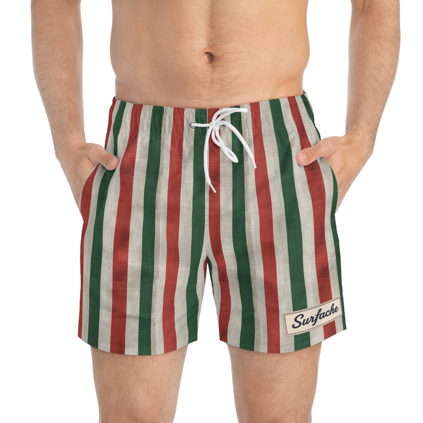 Surfache Italian Flag Inspired Swim Trunks — Retro Beach Boardshorts