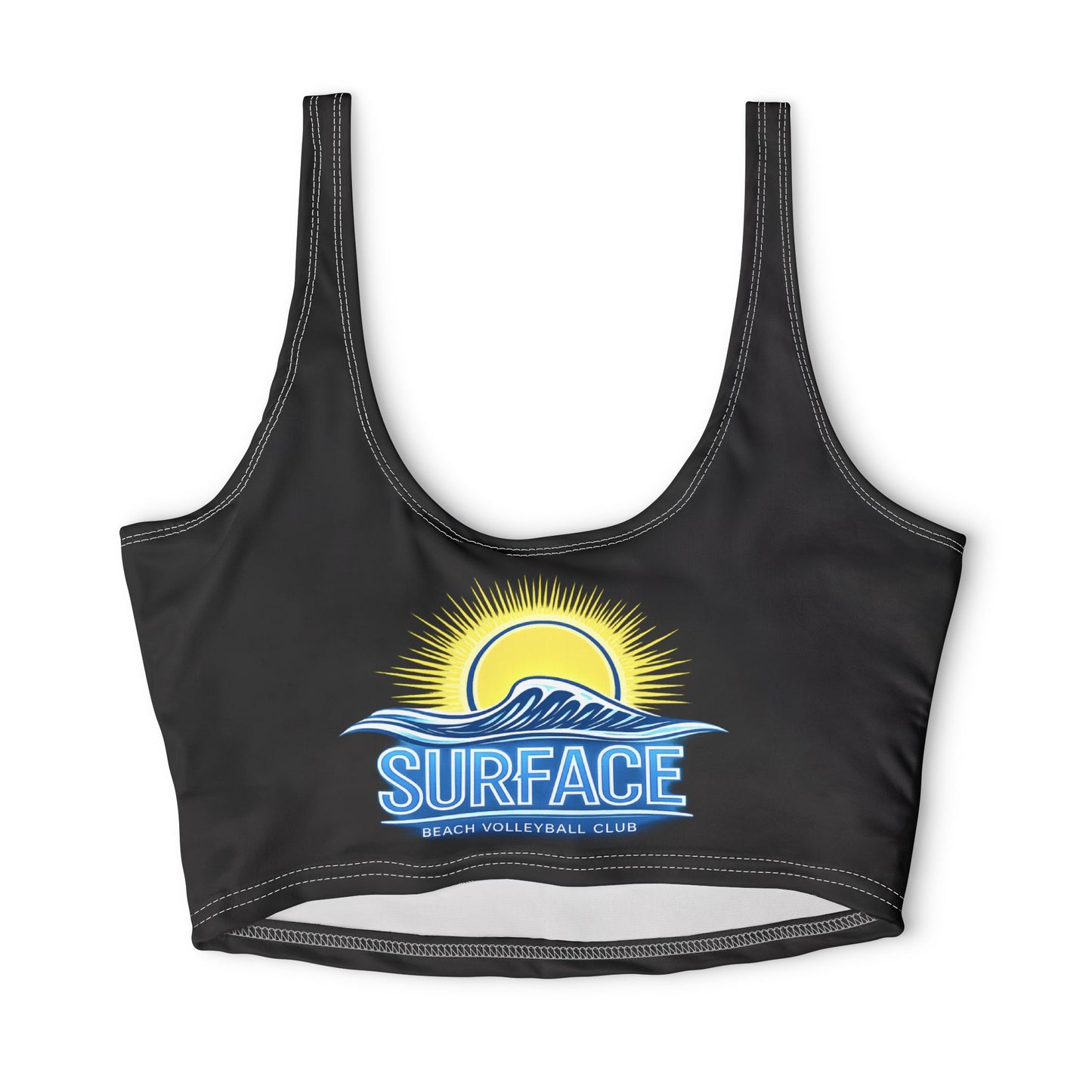 Surface Beach Volleyball Club Sports Bra — Sunset Wave Athletic Crop Top