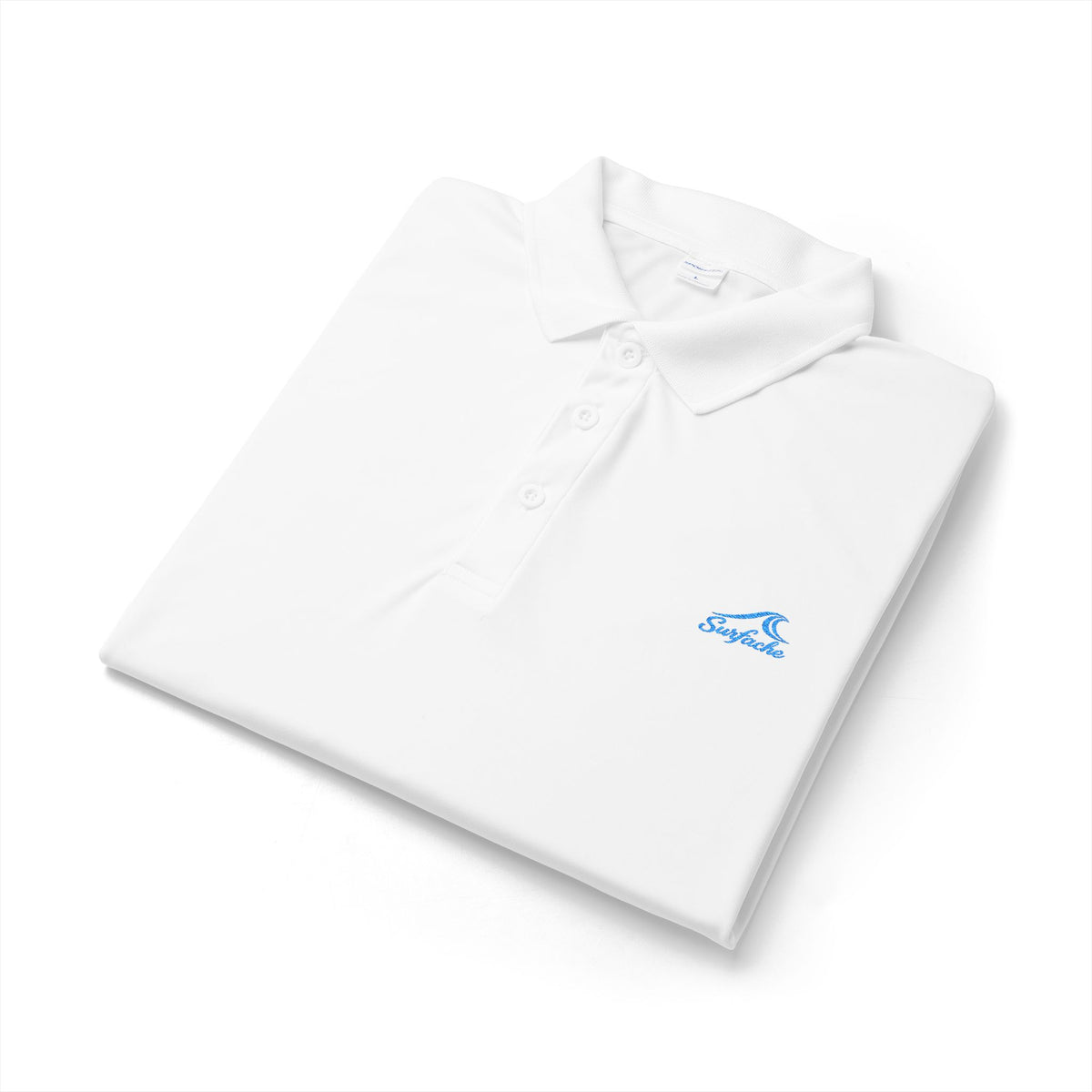 Surfache Men's Performance Polo with Blue Wave Logo — Sporty Golf Shirt