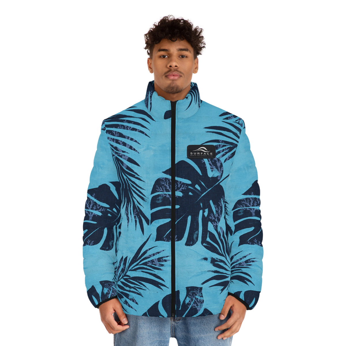 Tropical Palm Leaf Men's Puffer Jacket