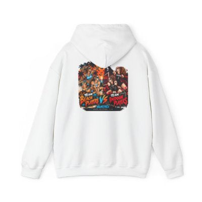 White hoodie back mockup — Surface Halloween Indoor vs Beach Players